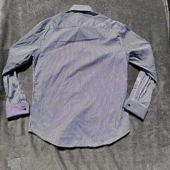 Bugatchi Uomo Dress‎ Shirt Mens 16.5 34/35 Purple Lavender French Cuffs - Picture 13 of 16